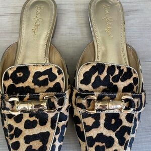 Lillly Pulitzer leopard print Mules with Luxe Texture